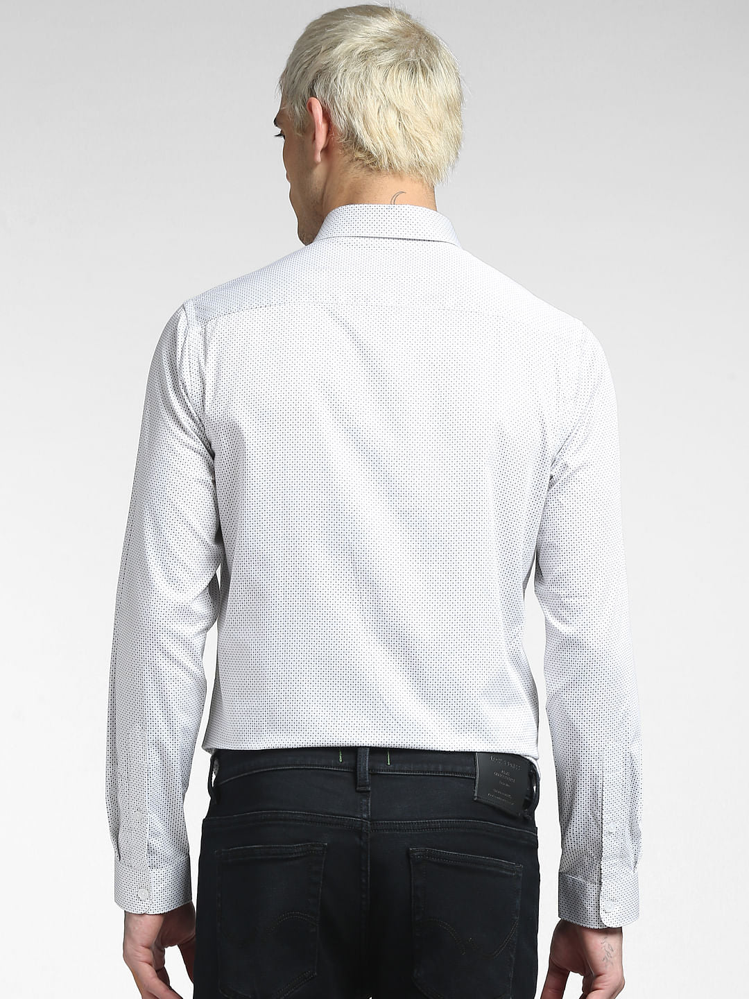 White All Over Print Full Sleeves Shirt