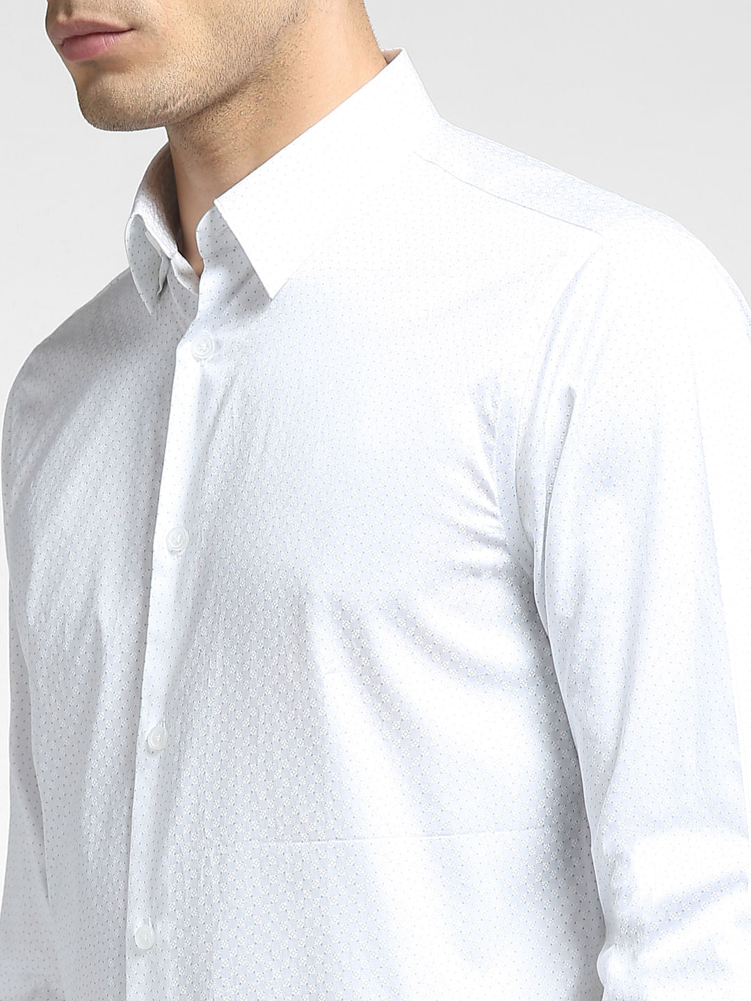 White All Over Print Full Sleeves Shirt