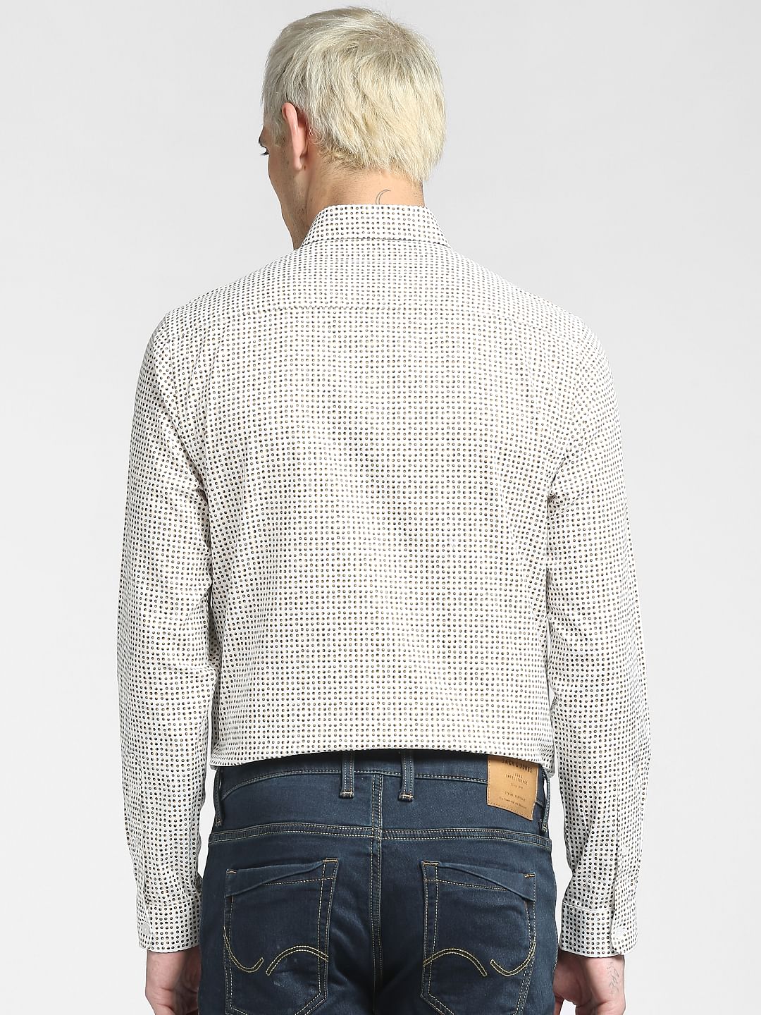 White All Over Print Full Sleeves Shirt