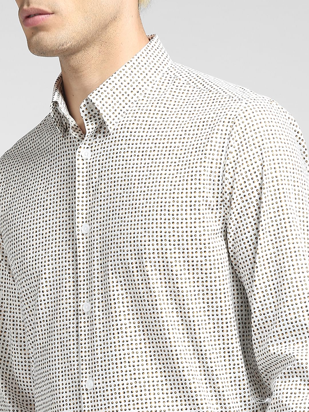 White All Over Print Full Sleeves Shirt