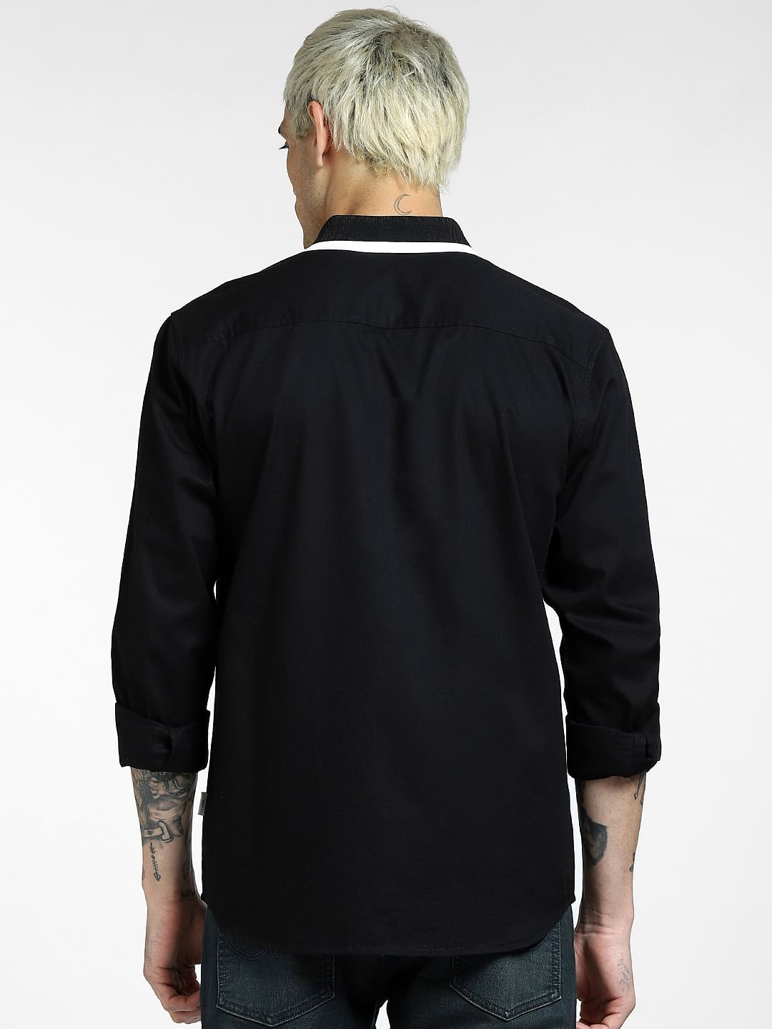 Black Tape Detail Full Sleeves Shirt