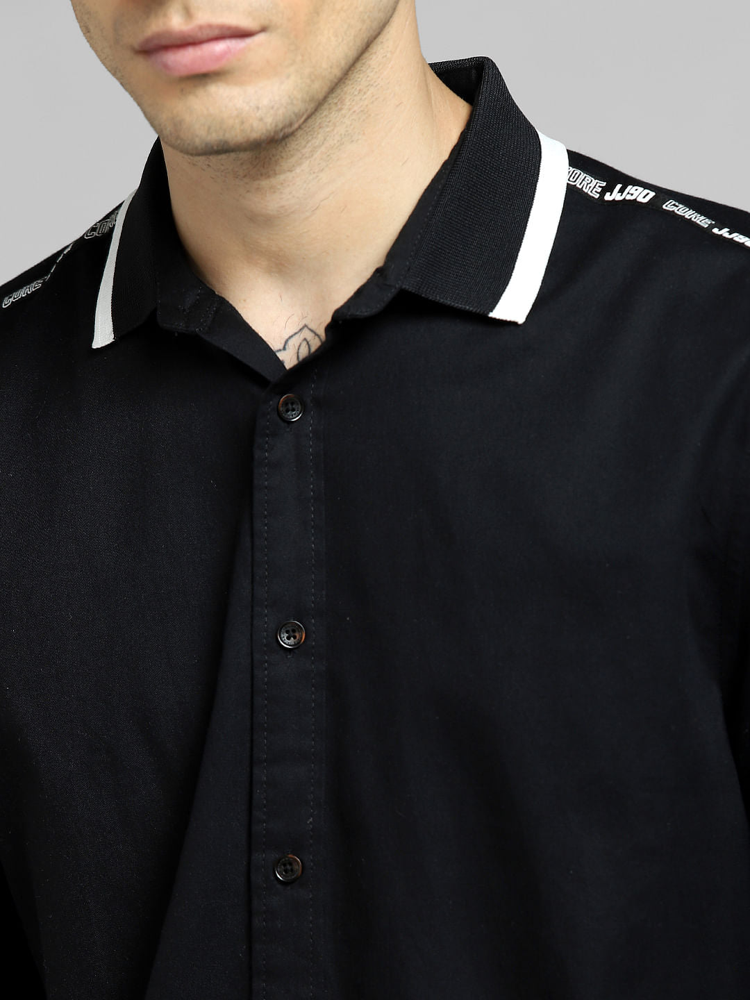Black Tape Detail Full Sleeves Shirt
