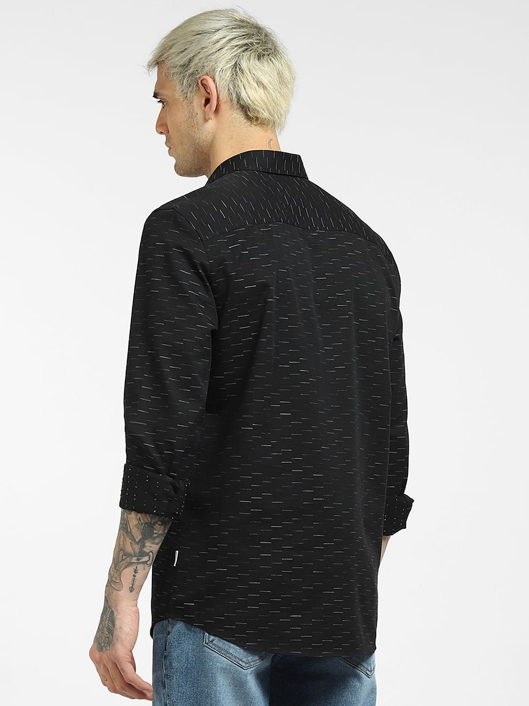 Black Printed Full Sleeves Shirt