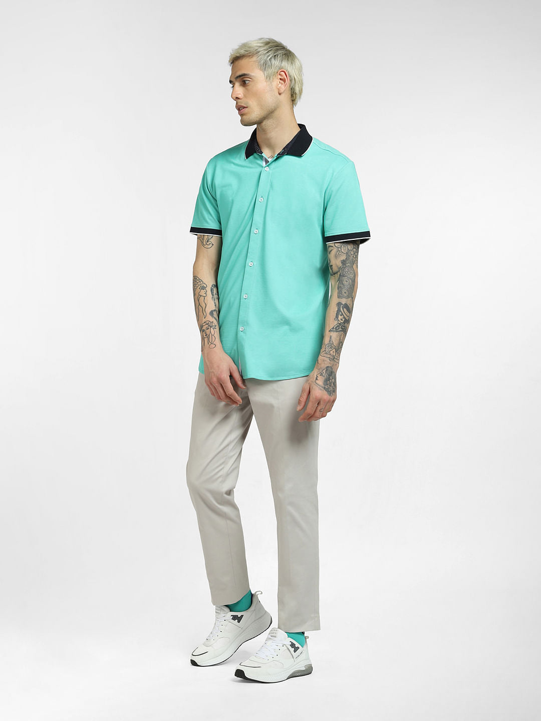 Turquoise Half Sleeves Shirt