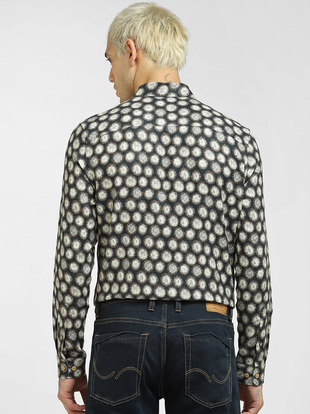 Grey Printed Full Sleeves Shirt