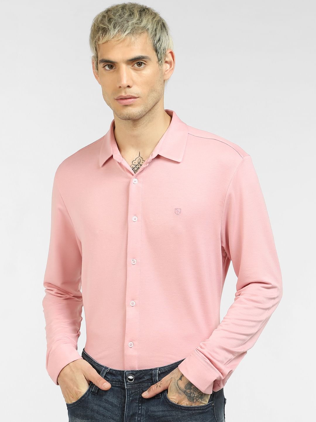 Pink Knit Full Sleeves Shirt