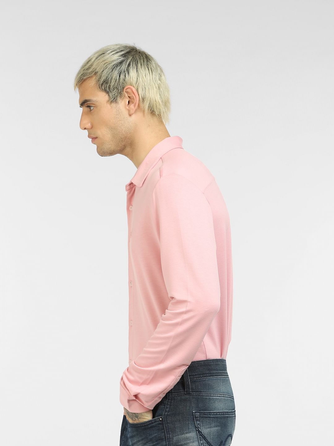 Pink Knit Full Sleeves Shirt