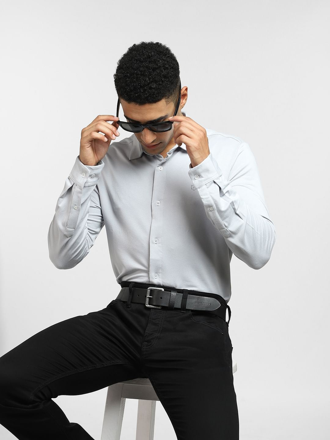 Grey Knit Full Sleeves Shirt