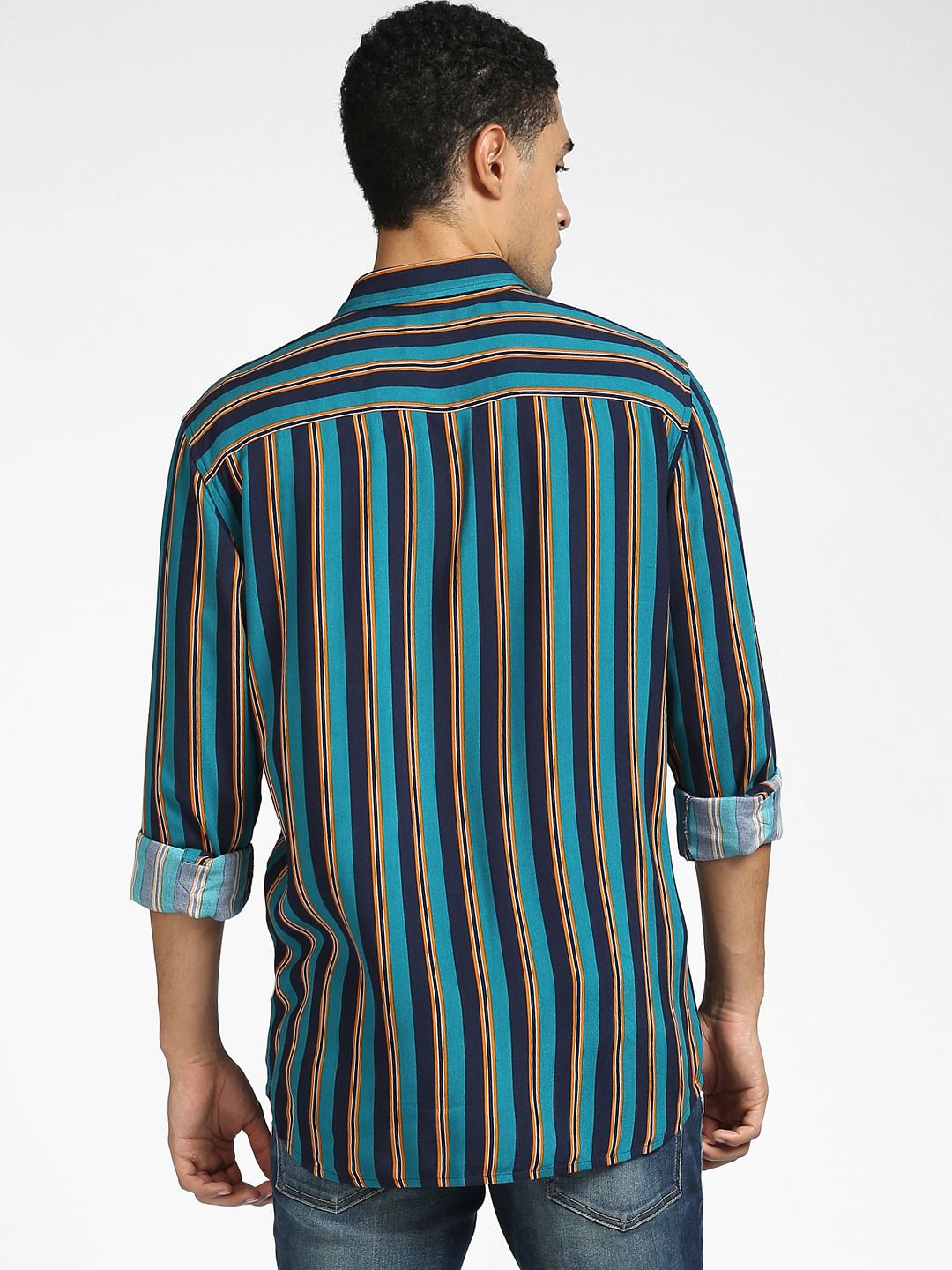 Blue Vertical Stripe Full Sleeves Shirt