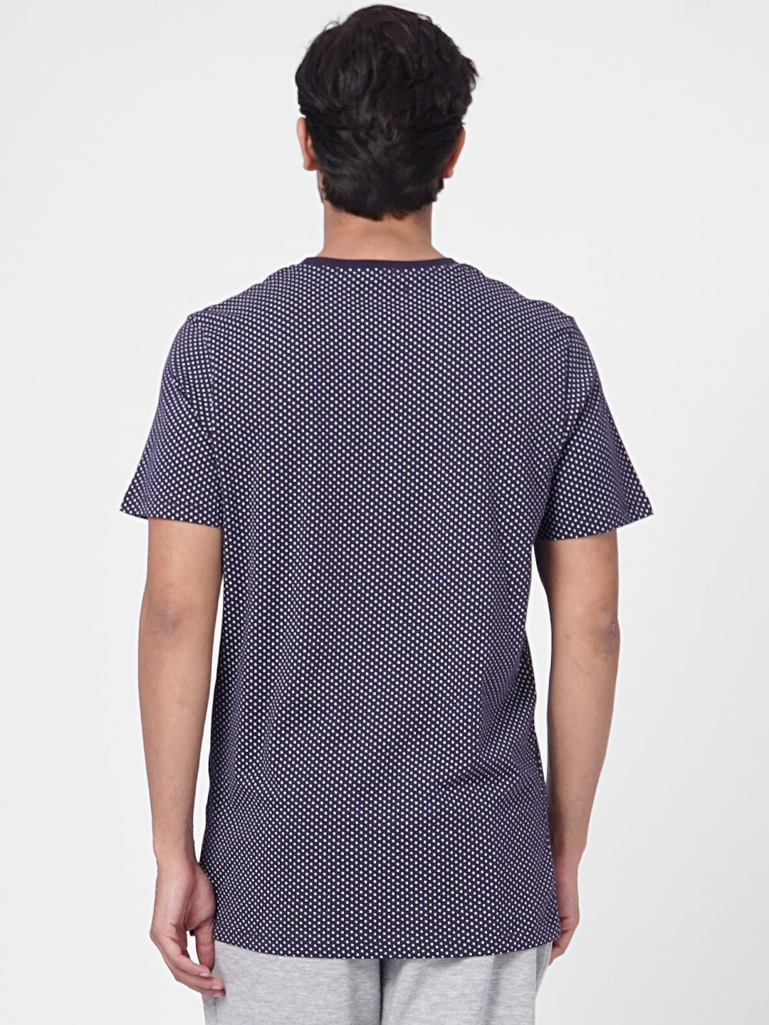 Blue Printed Crew Neck T-shirt