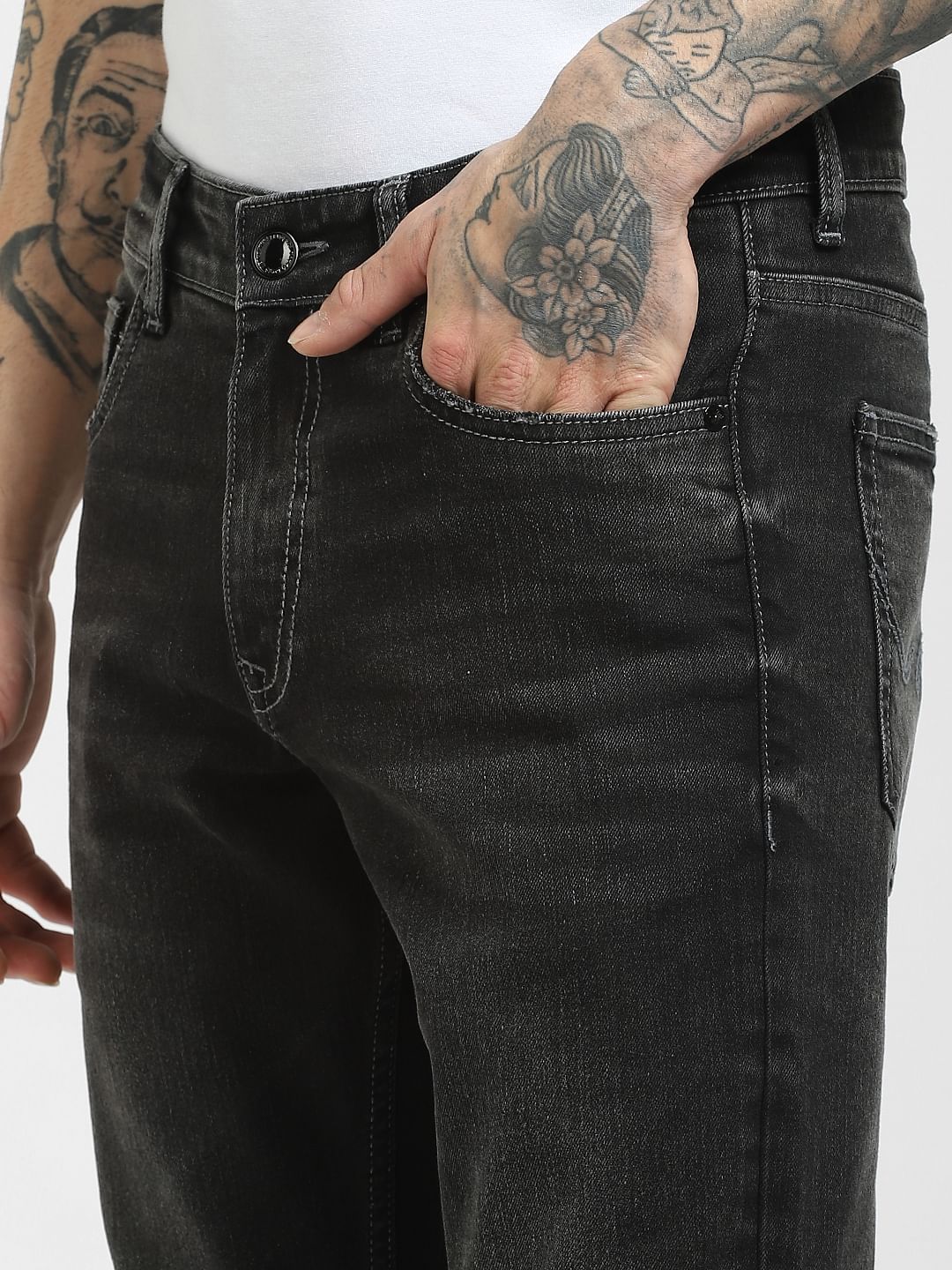 Grey Low Rise Glenn Slim Jeans