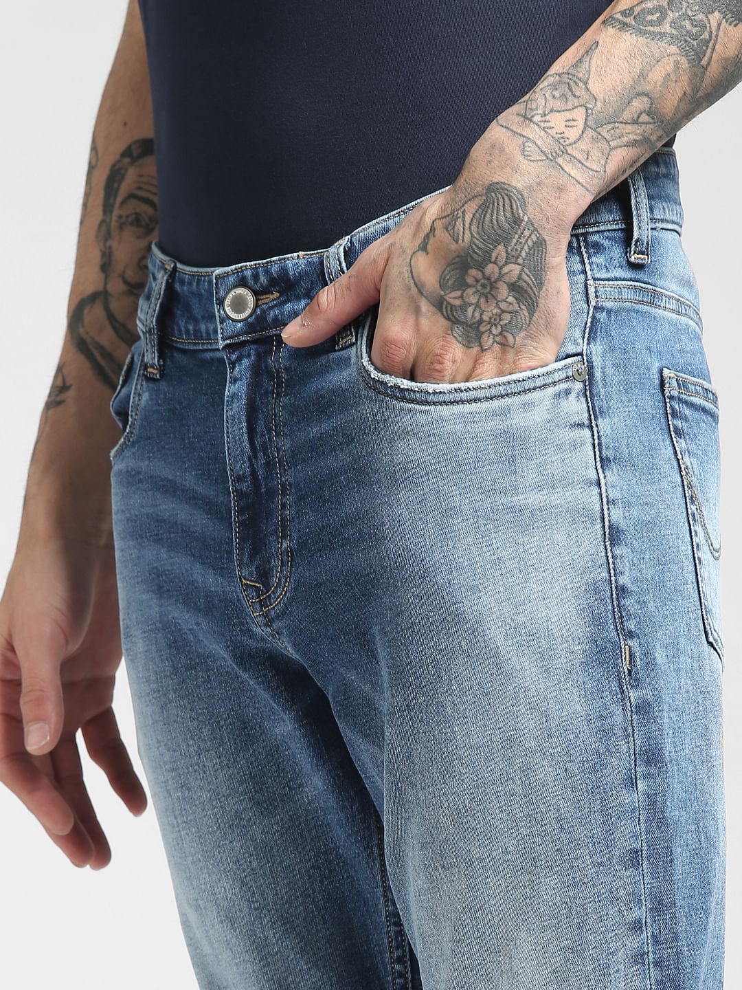 Blue Low Rise Glenn Slim Jeans