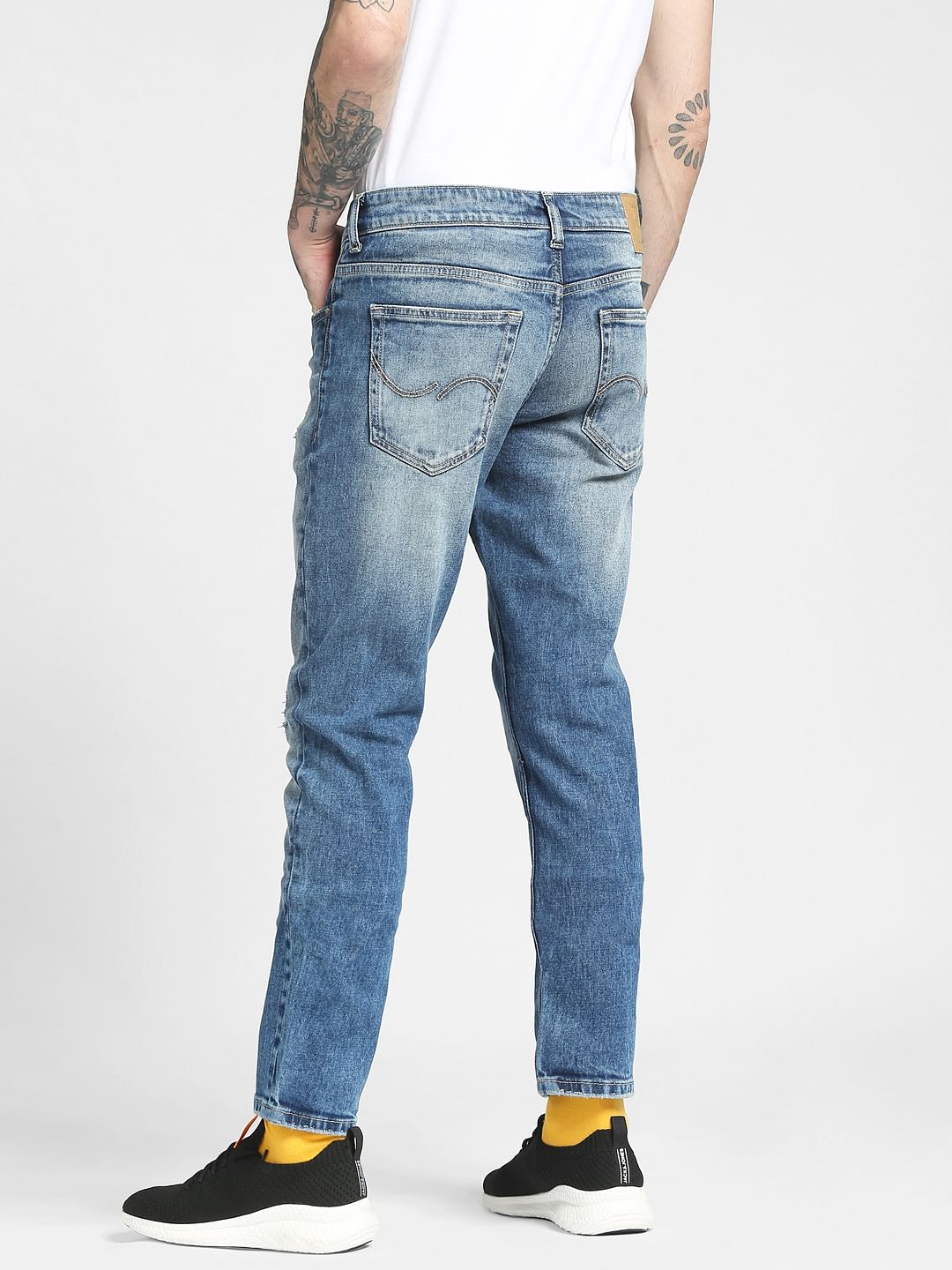 Blue Low Rise Glenn Slim Ripped Jeans