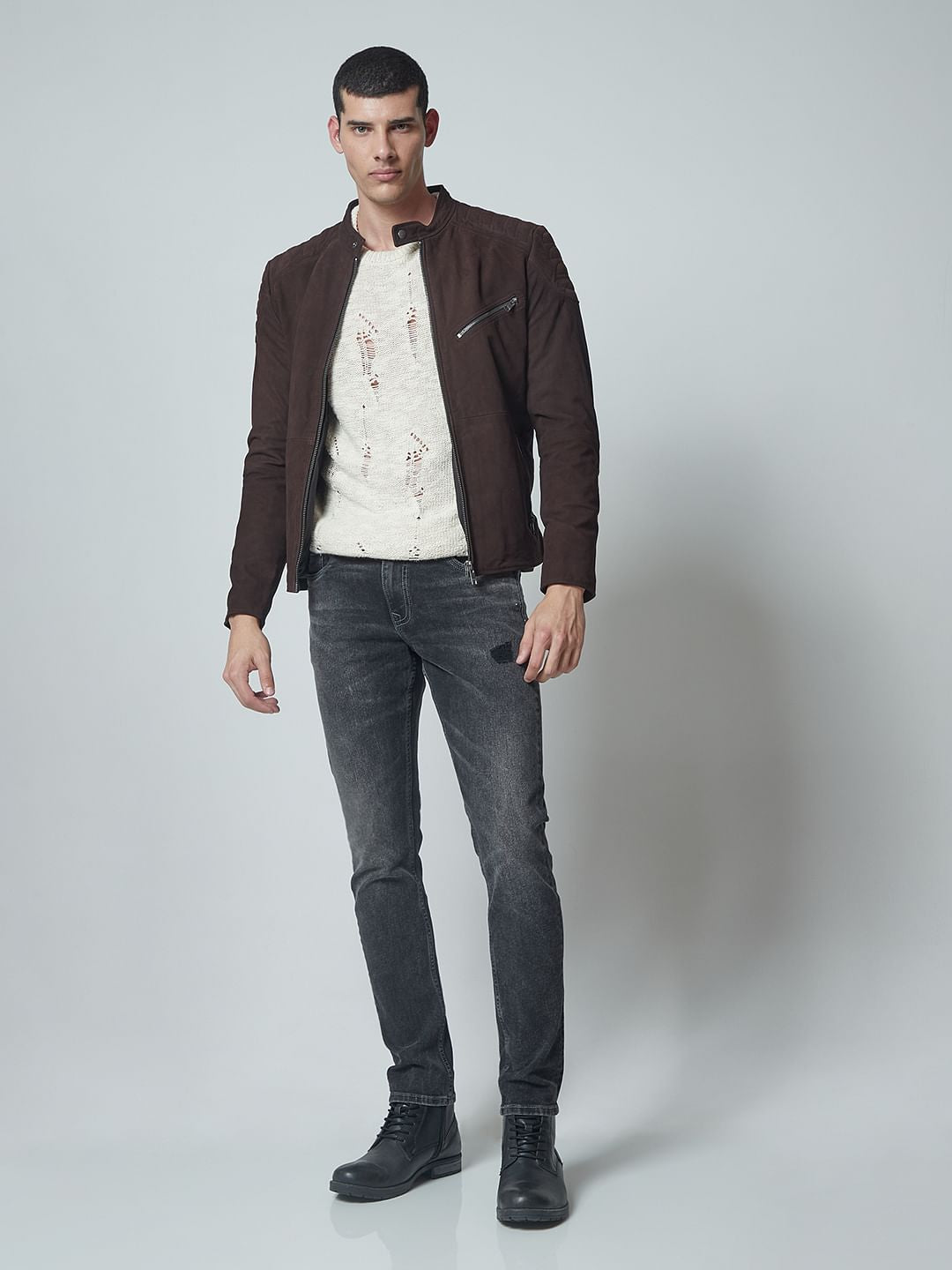 Grey Low Rise Glenn Slim Jeans