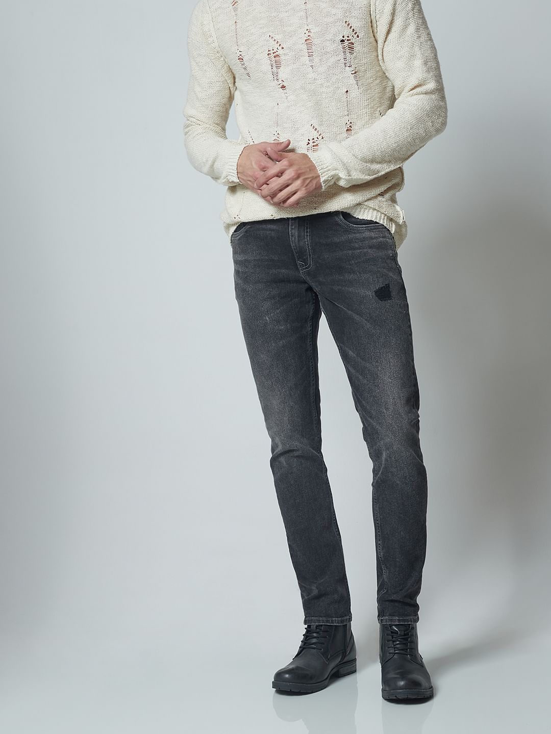 Grey Low Rise Glenn Slim Jeans