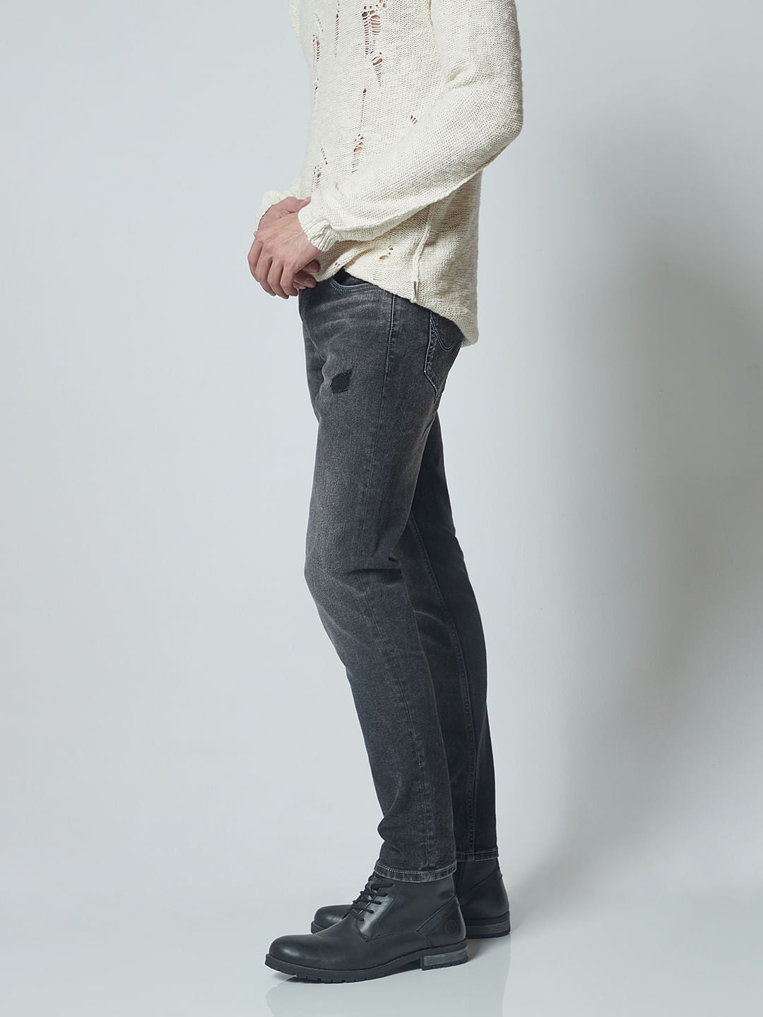 Grey Low Rise Glenn Slim Jeans