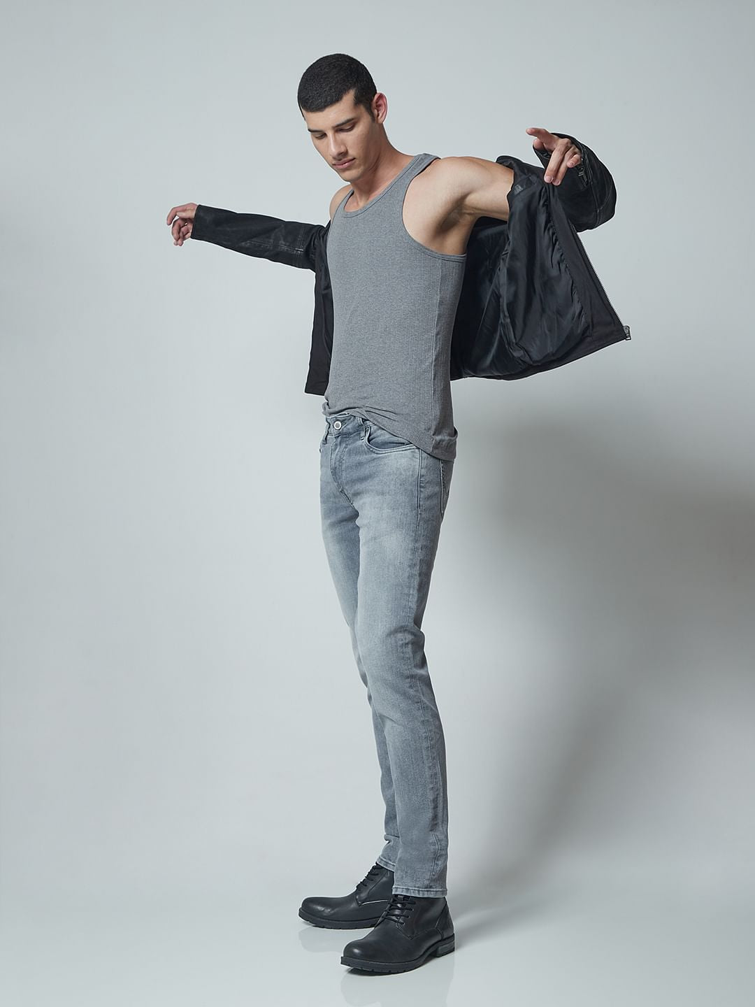 Grey Low Rise Ben Skinny Jeans
