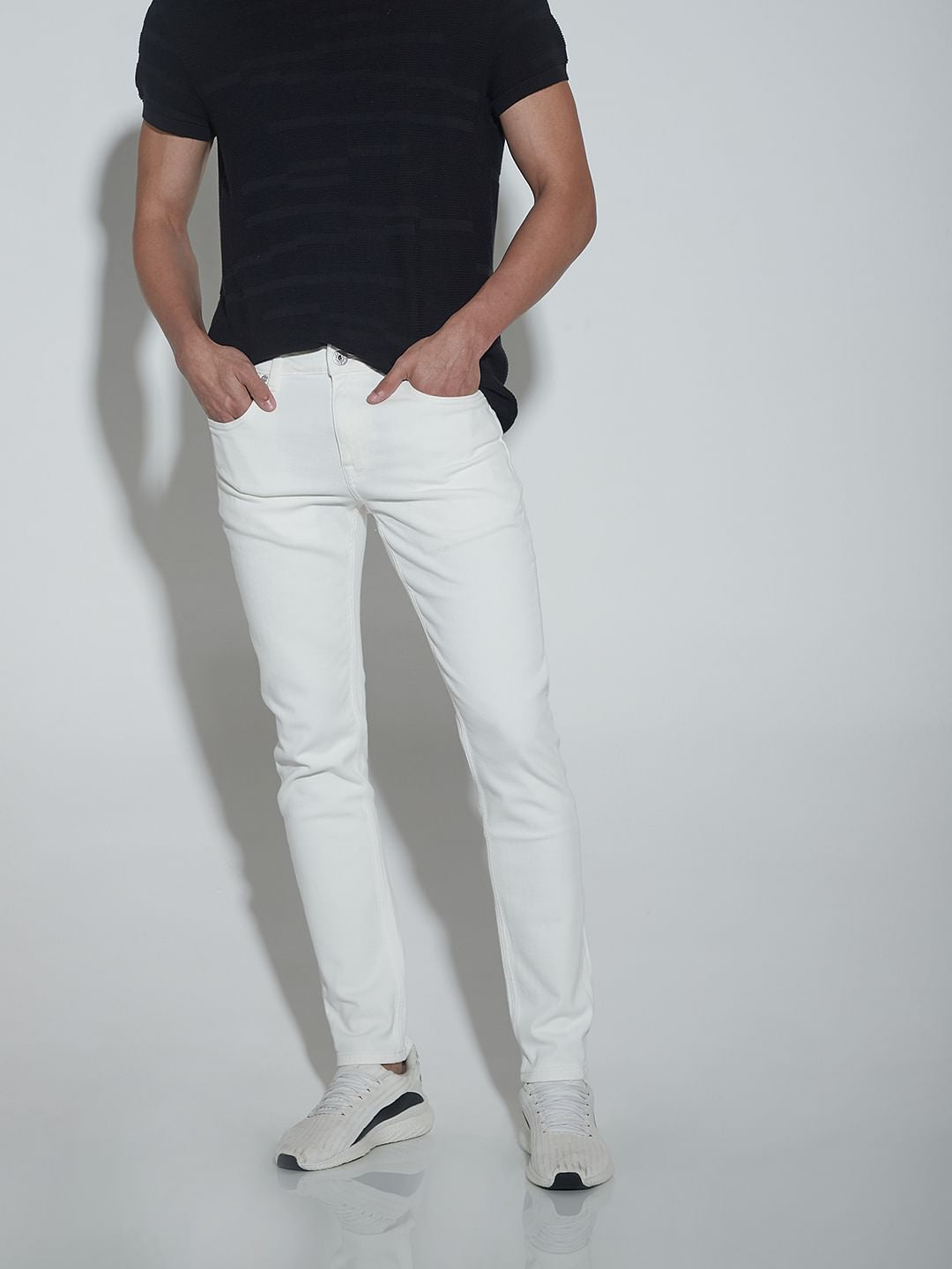 White Low Rise Glenn Slim Jeans
