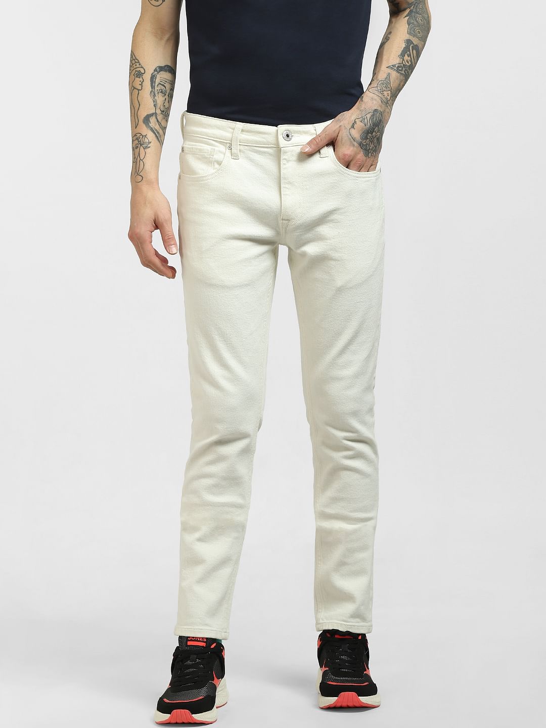 White Low Rise Ben Skinny Jeans