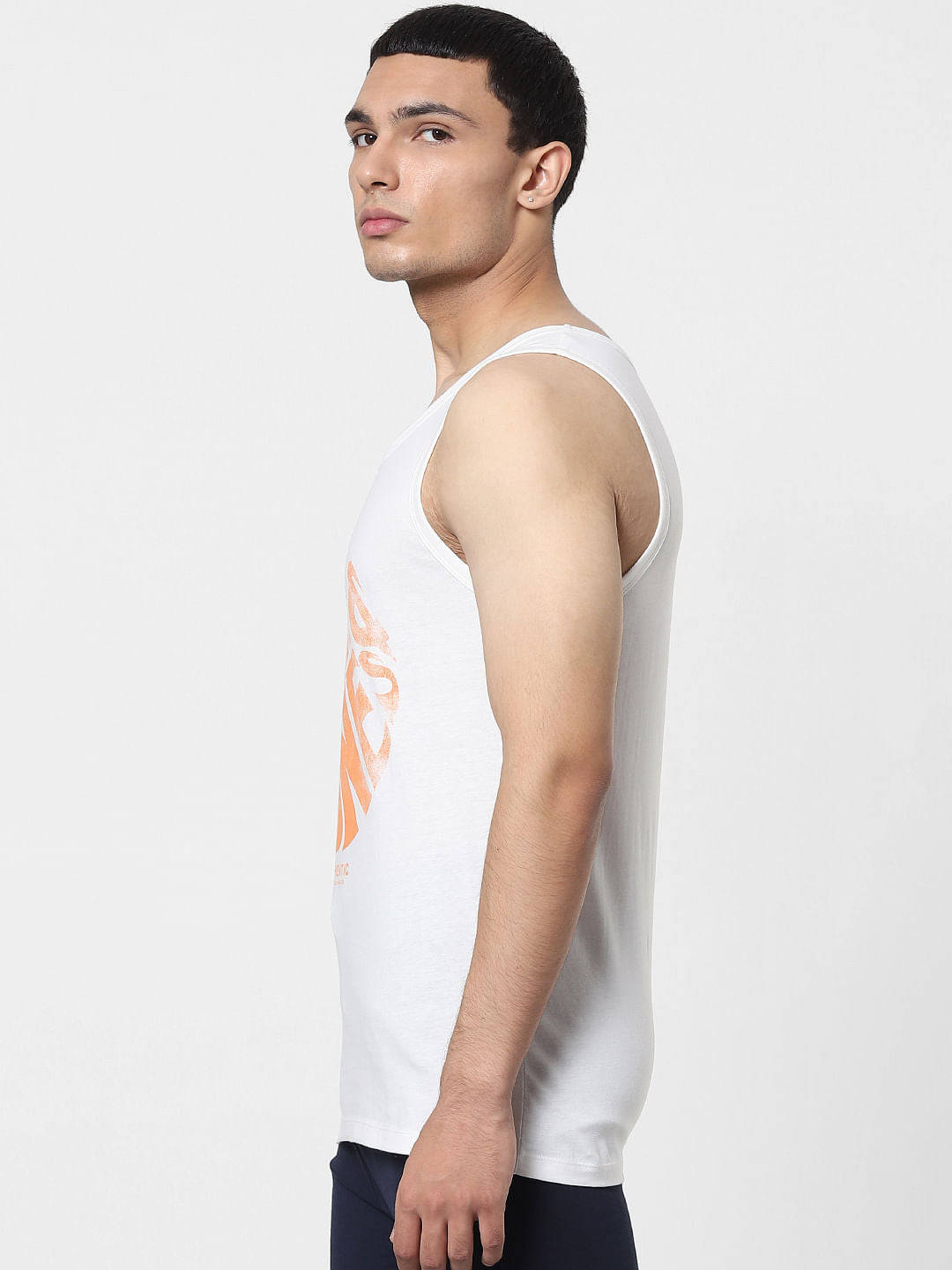 White Logo Print Vest