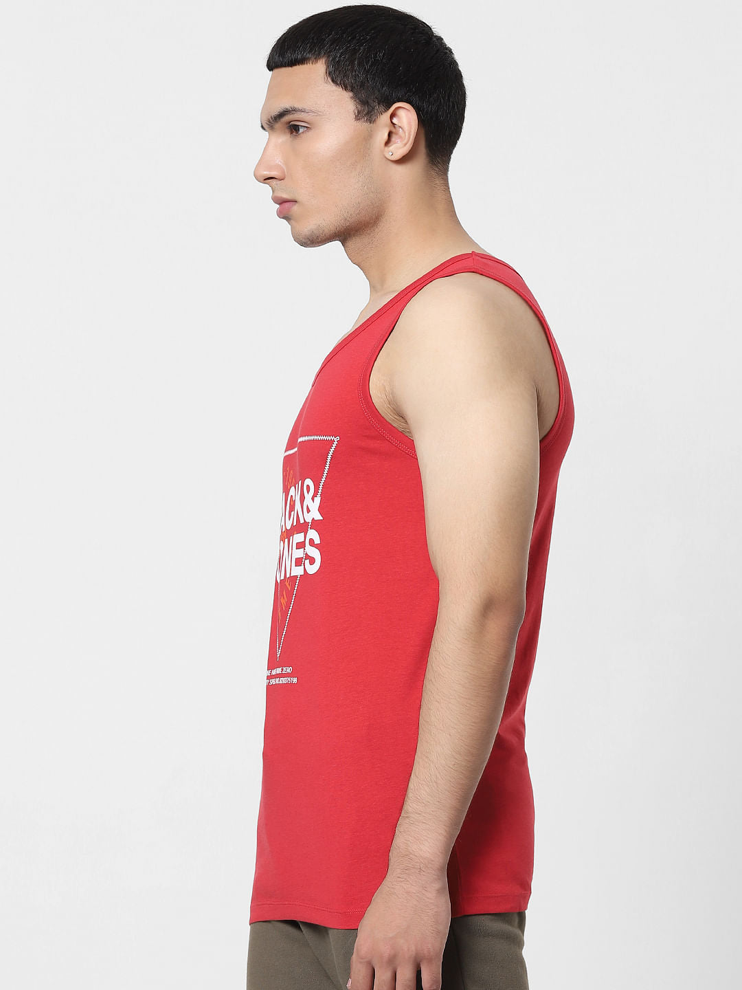Red Logo Print Vest