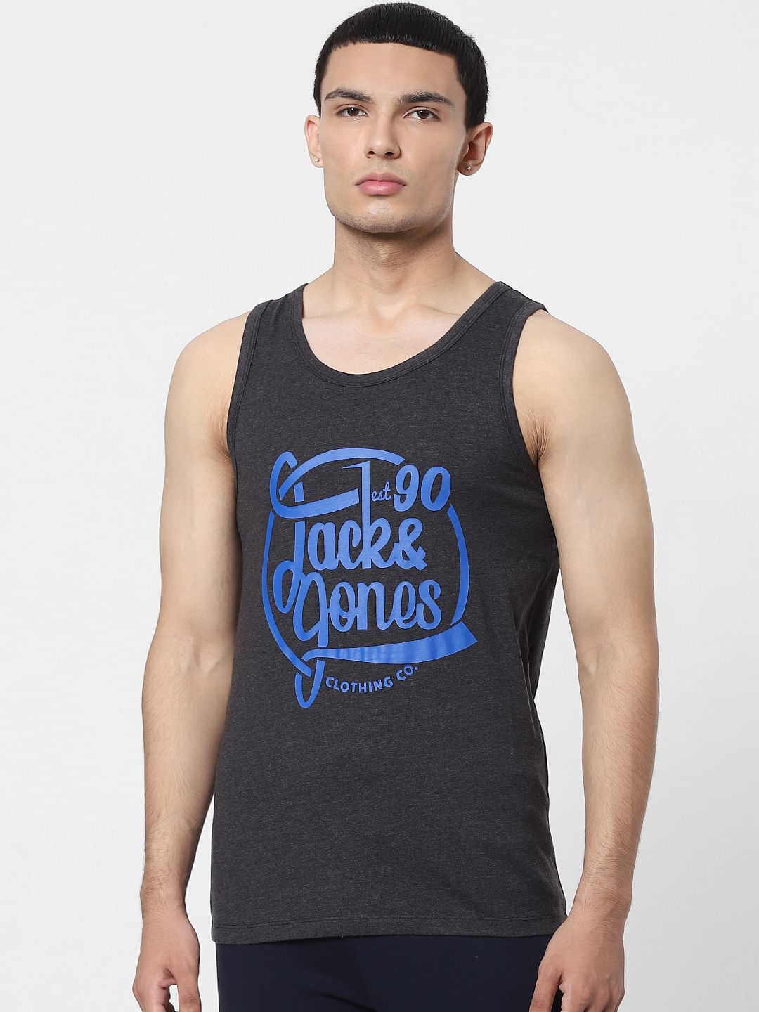 Grey Logo Print Vest