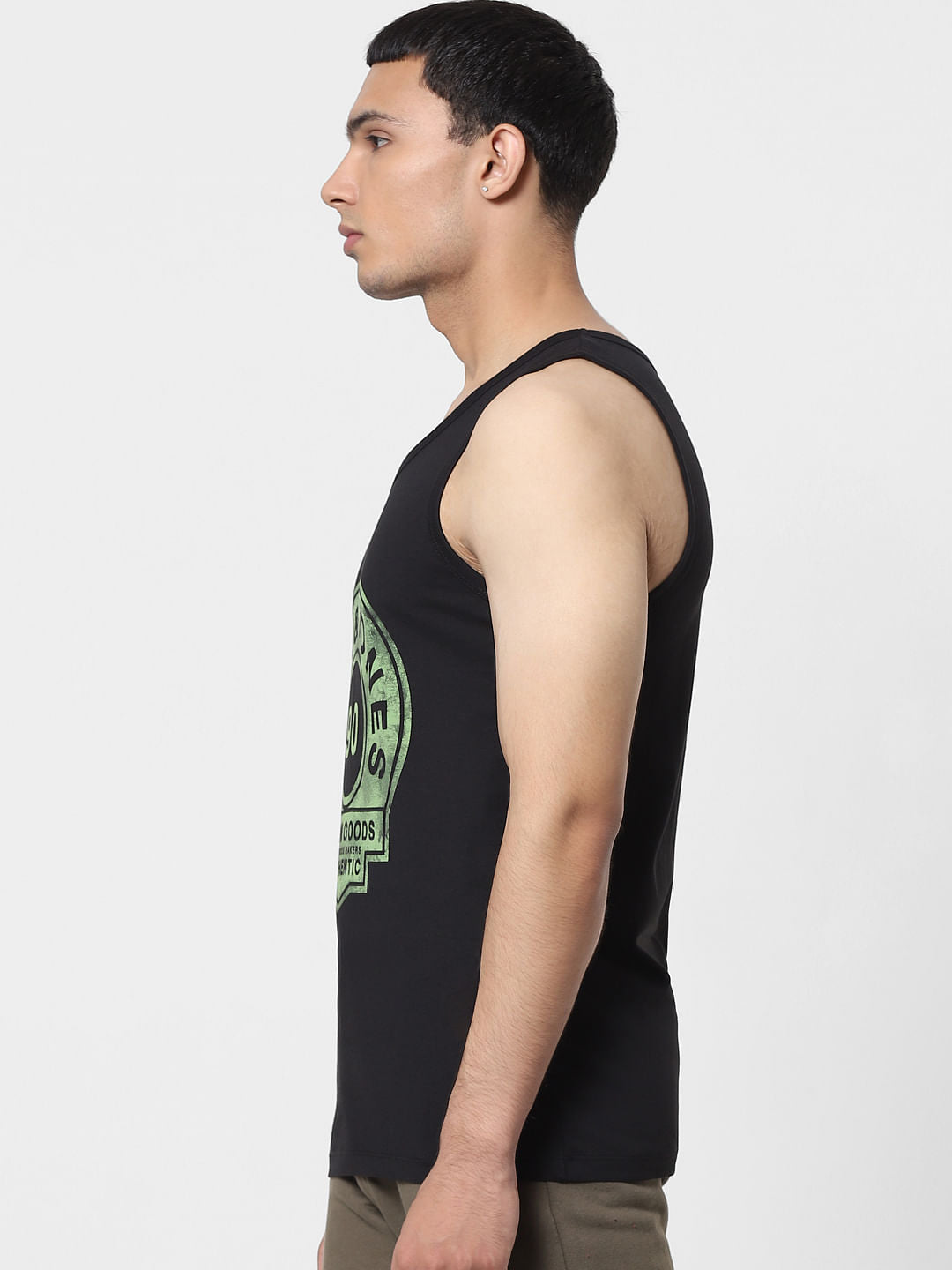 Black Logo Print Vest