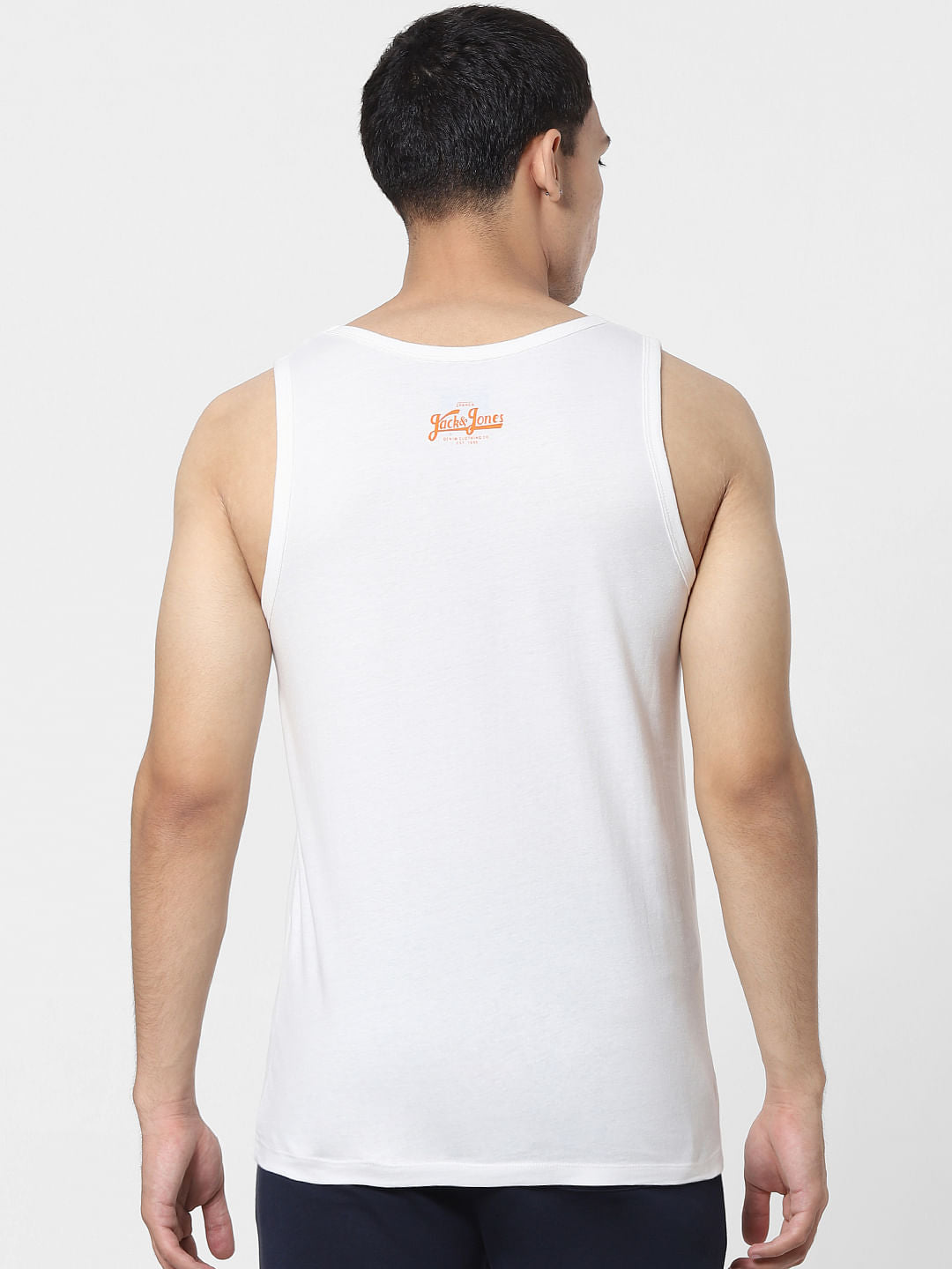 White Logo Print Vest