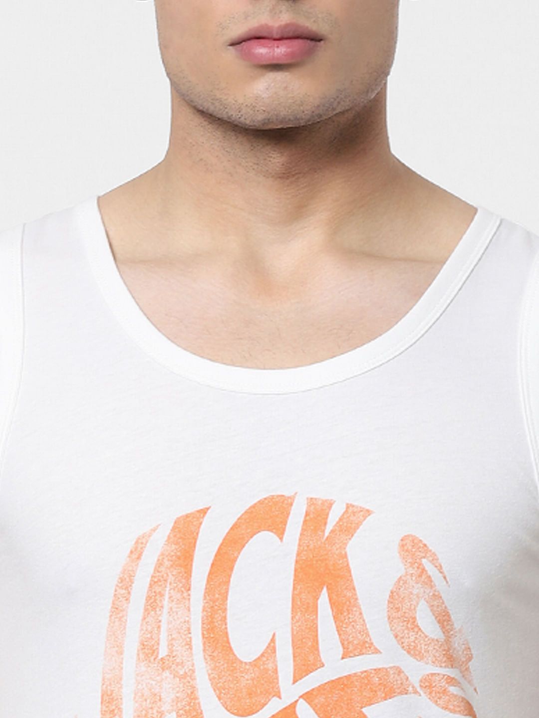 White Logo Print Vest