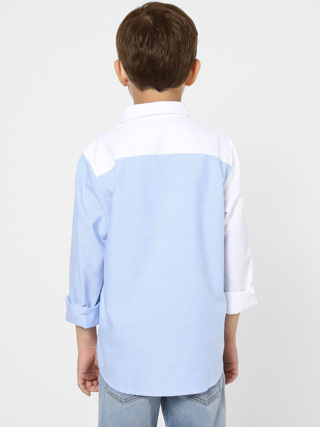 Boys White & Blue Two-toned Full Sleeves Shirt
