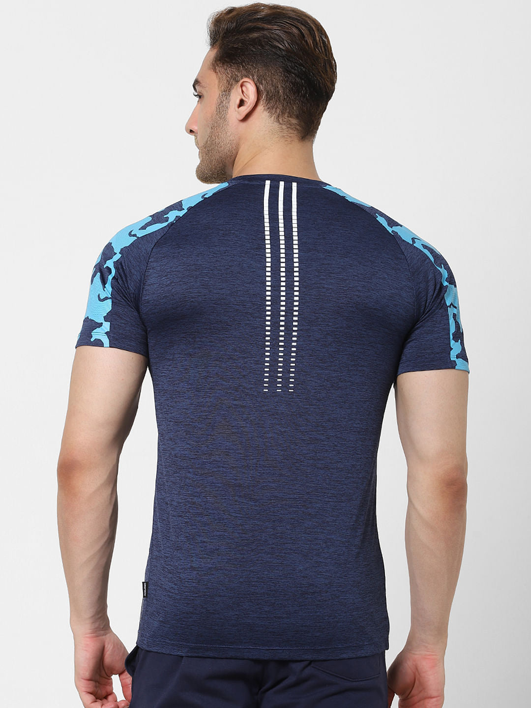 Blue Logo Print Gym T-shirt