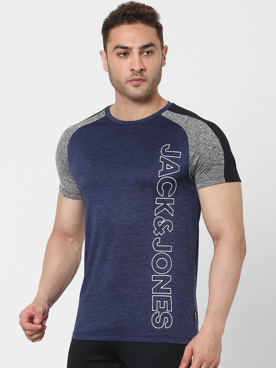 Blue Logo Print Gym T-shirt