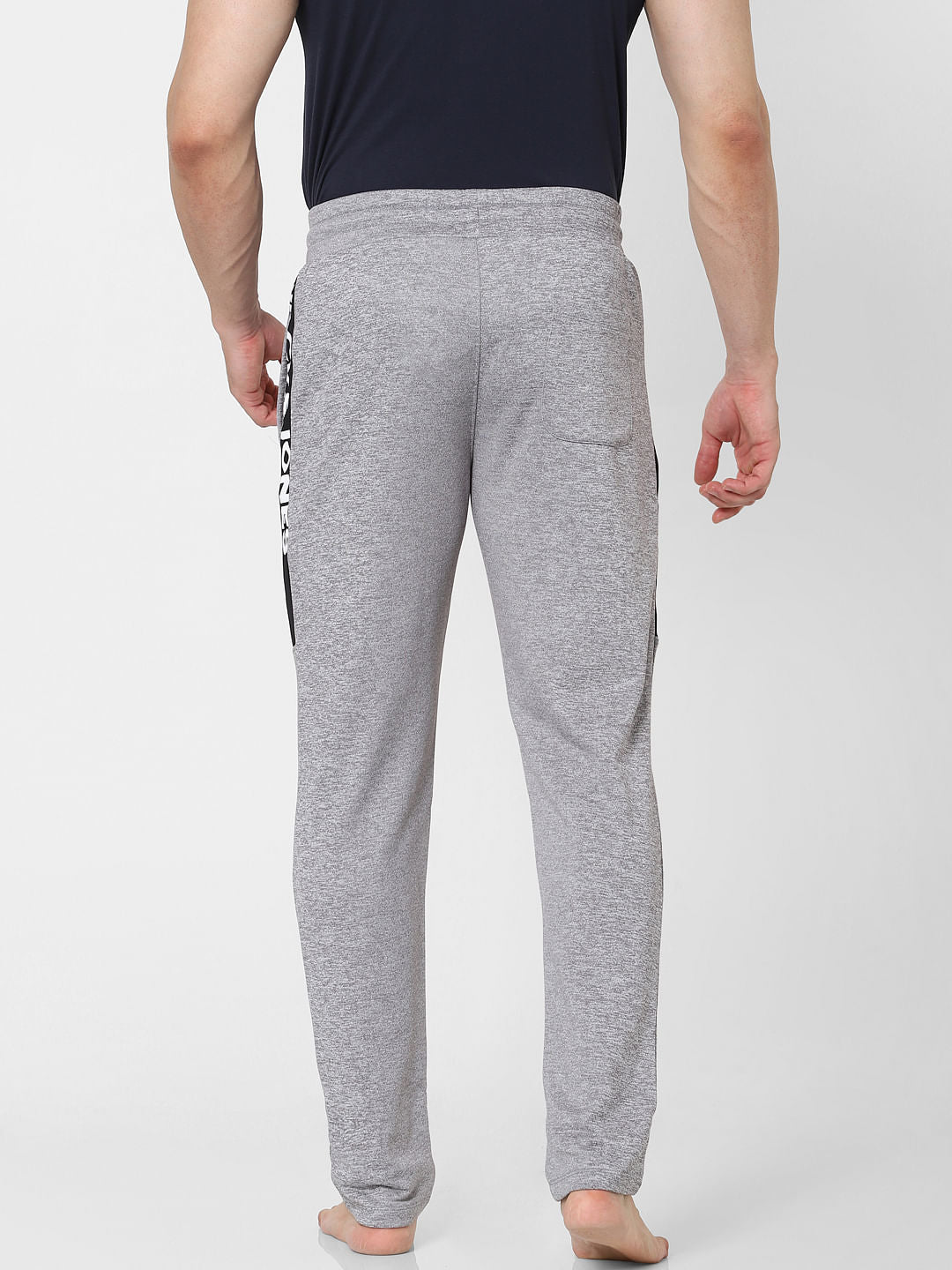 Grey Mid Rise Tape Detail Trackpants