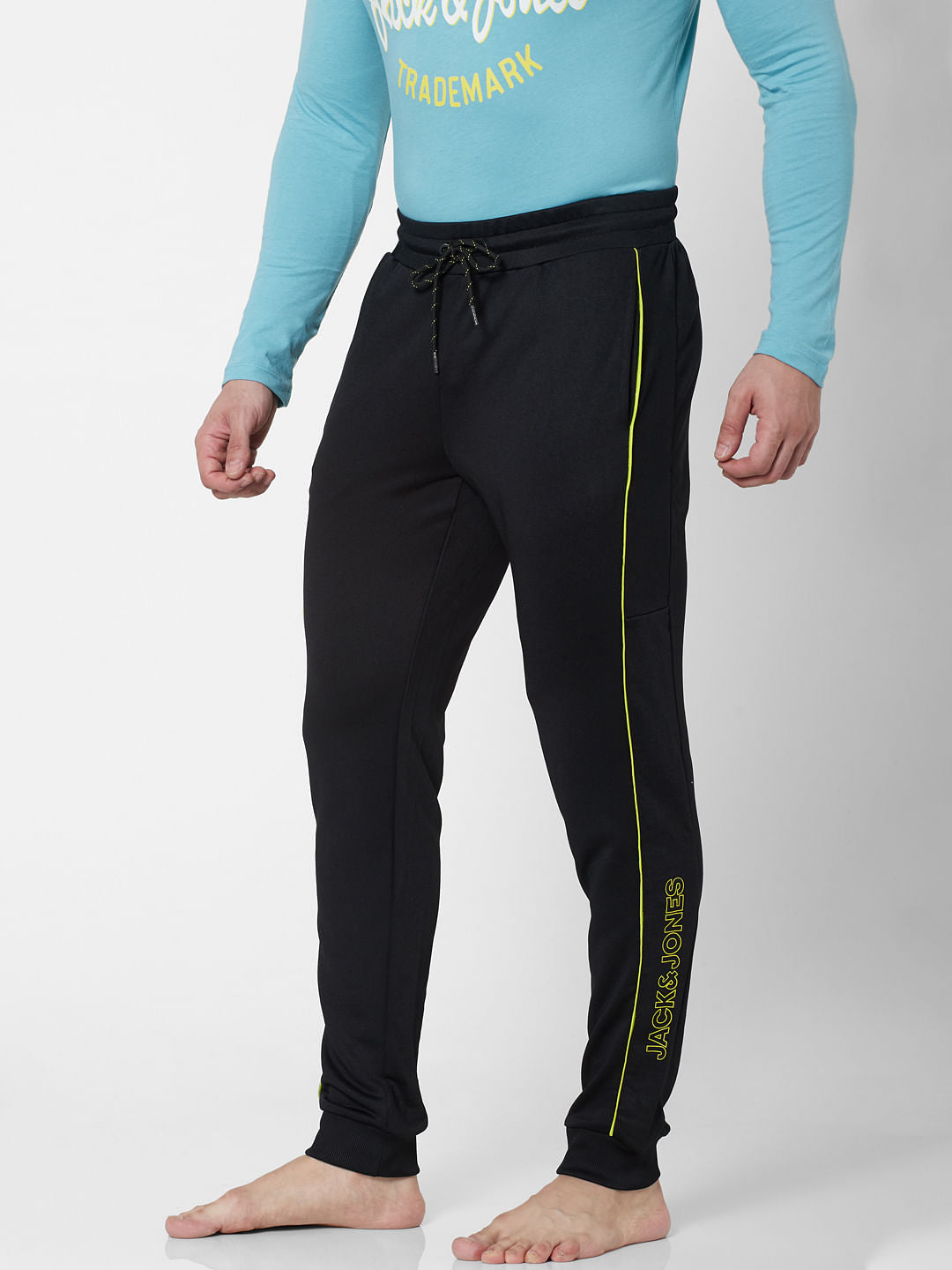 Black Mid Rise Logo Print Trackpants