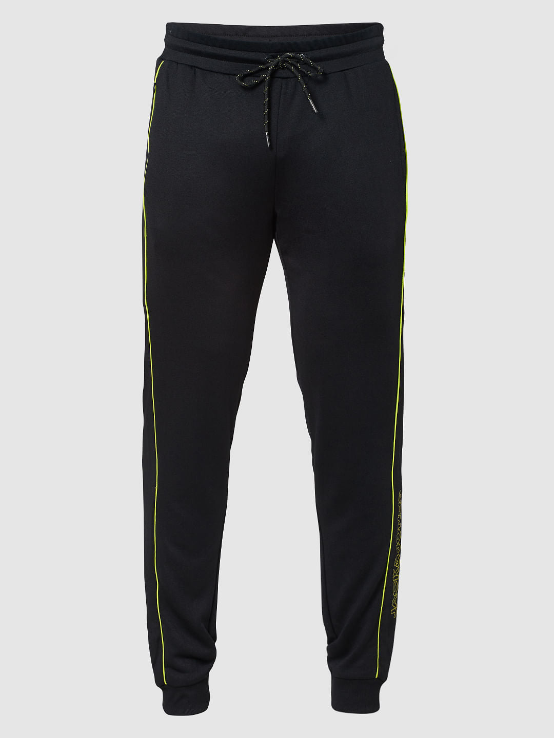 Black Mid Rise Logo Print Trackpants