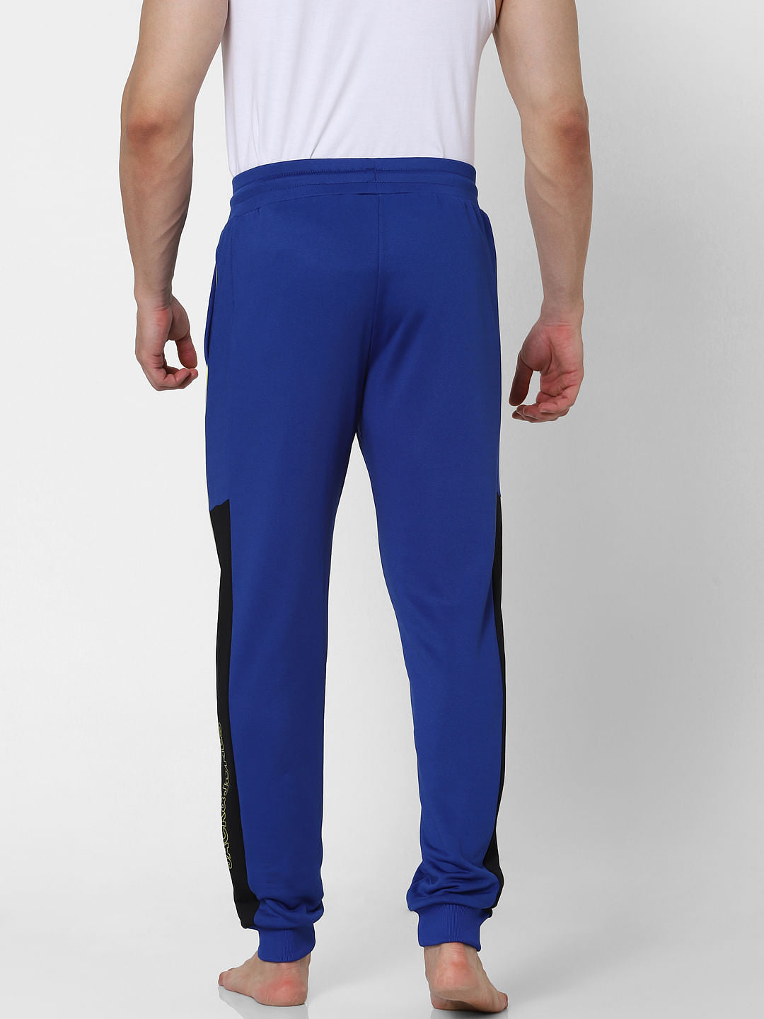 Blue Mid Rise Logo Print Trackpants