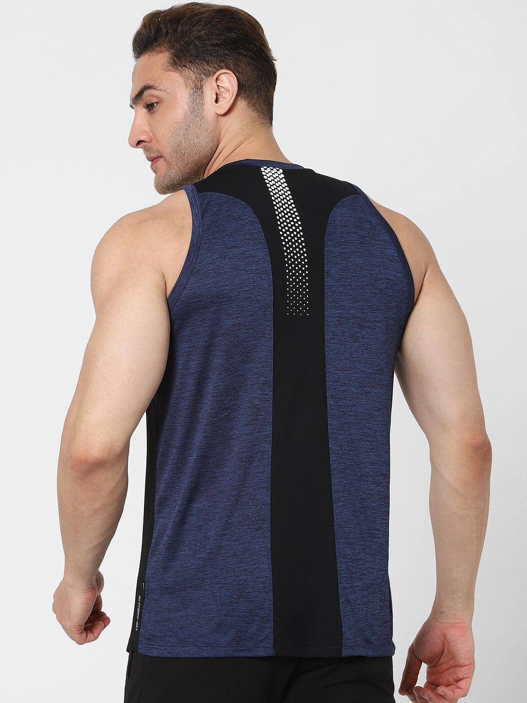 Navy Blue Logo Print Vest
