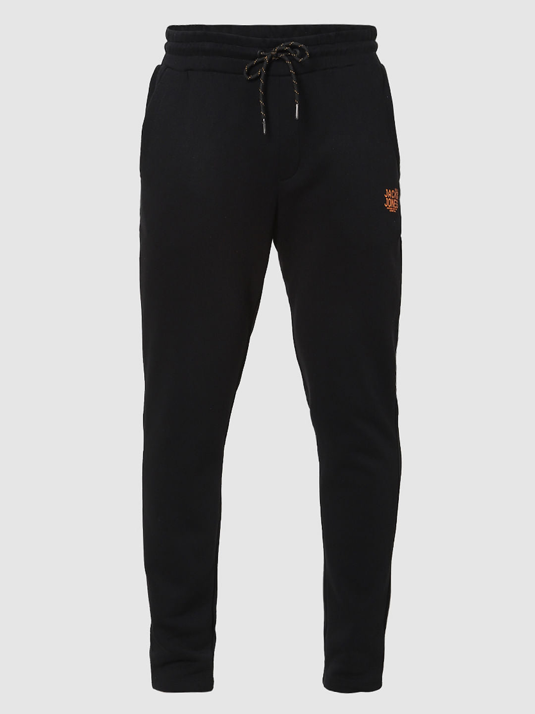 JACK & JONES Black Mid Rise Drawstring Trackpants
