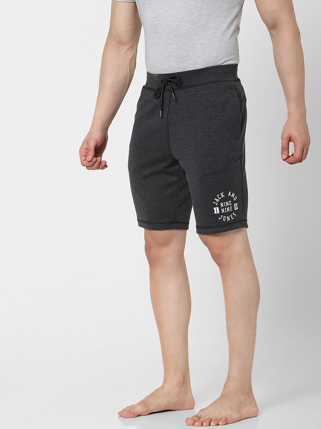 Black Mid Rise Logo Print Sweatshorts