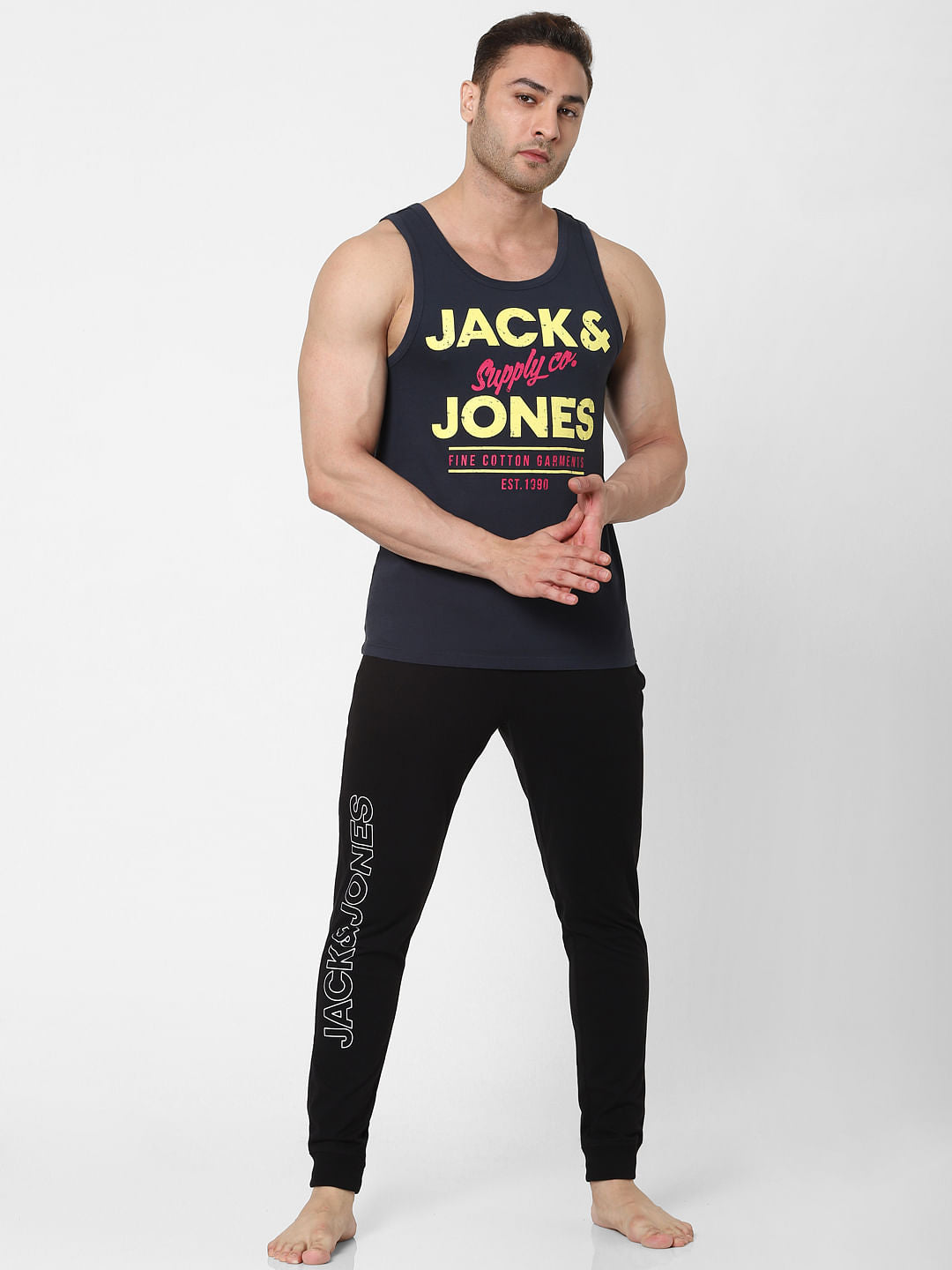 Black Mid Rise Logo Print Trackpants