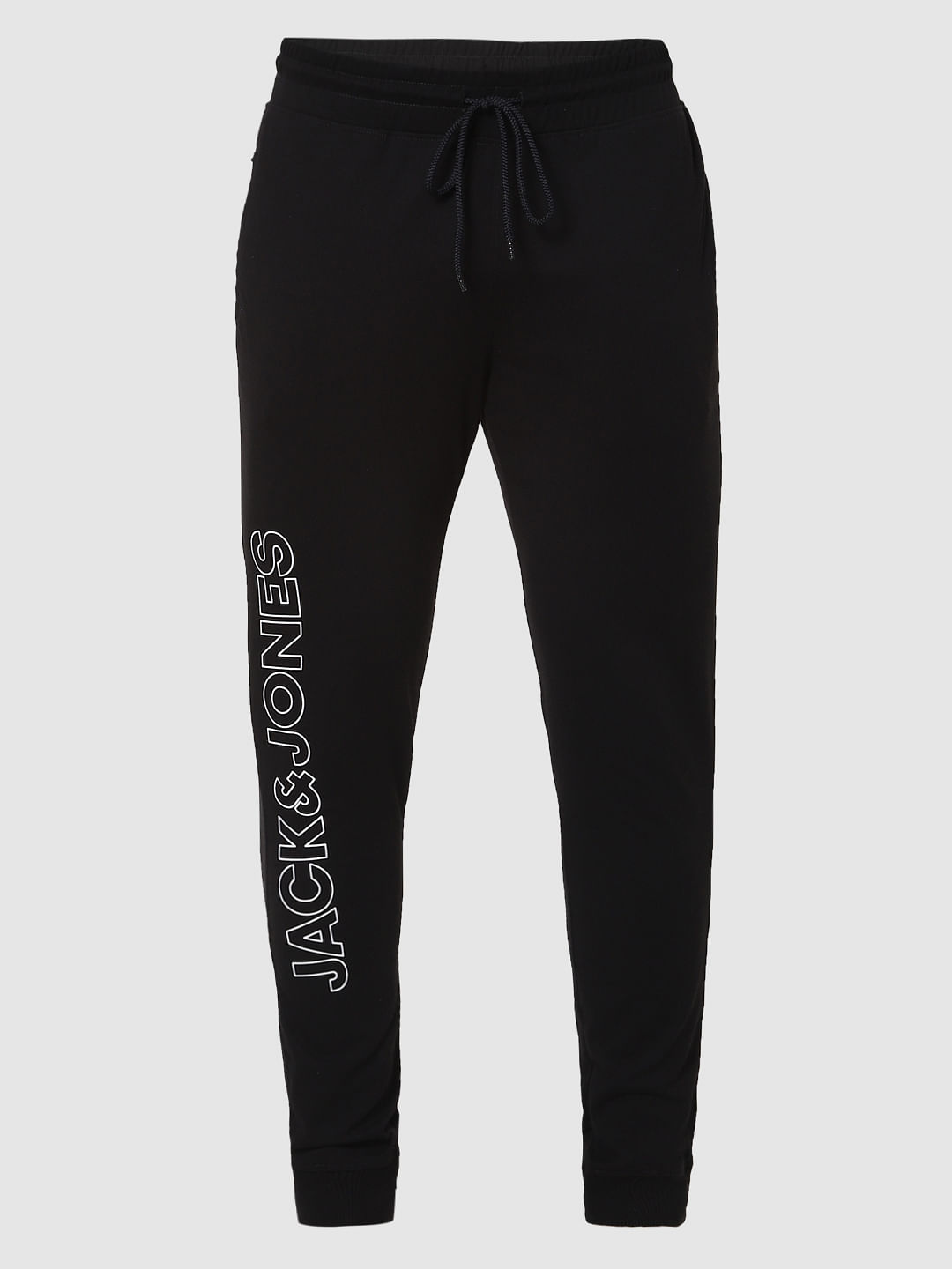 Black Mid Rise Logo Print Trackpants