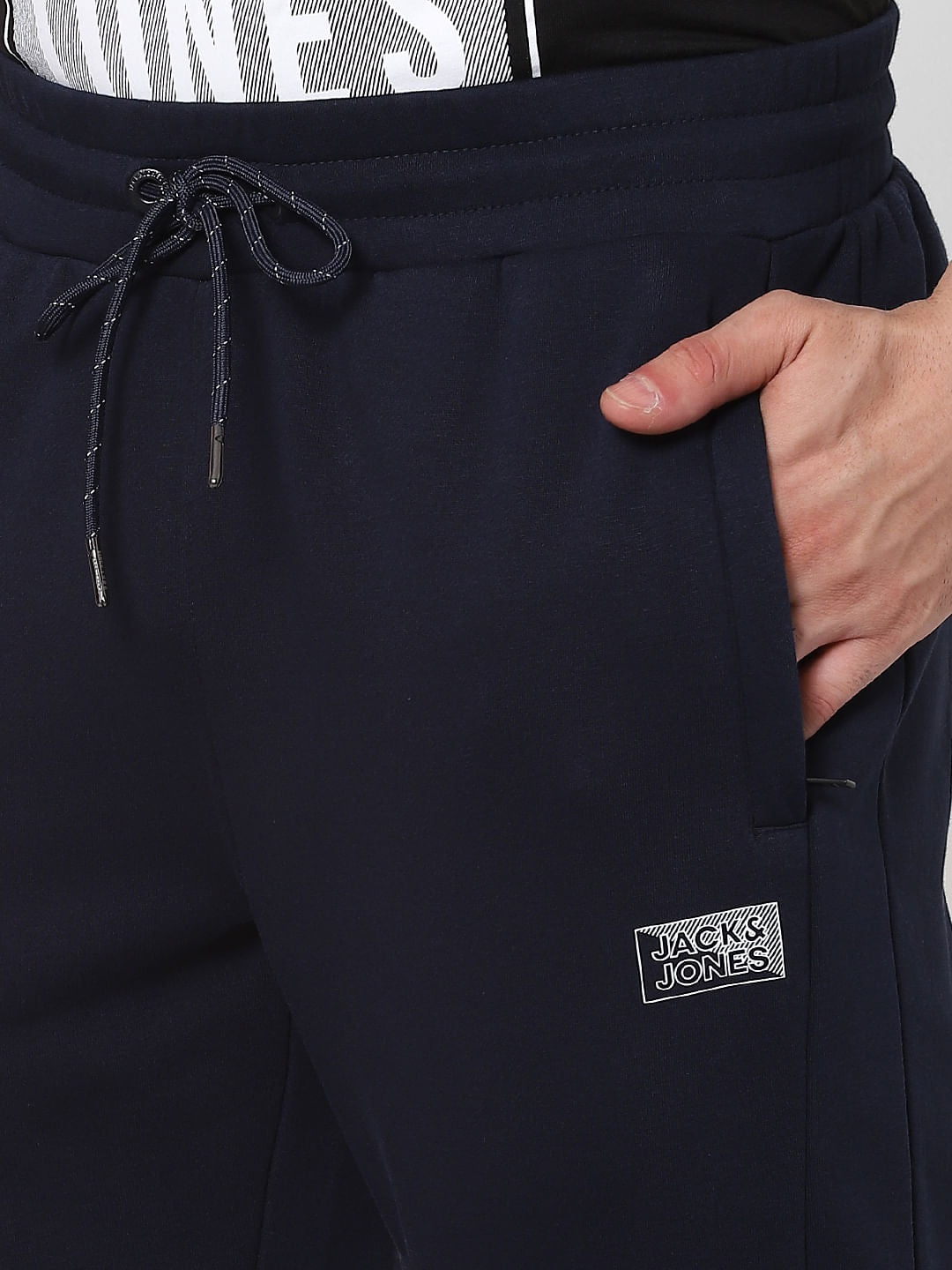 Navy Blue Mid Rise Trackpants