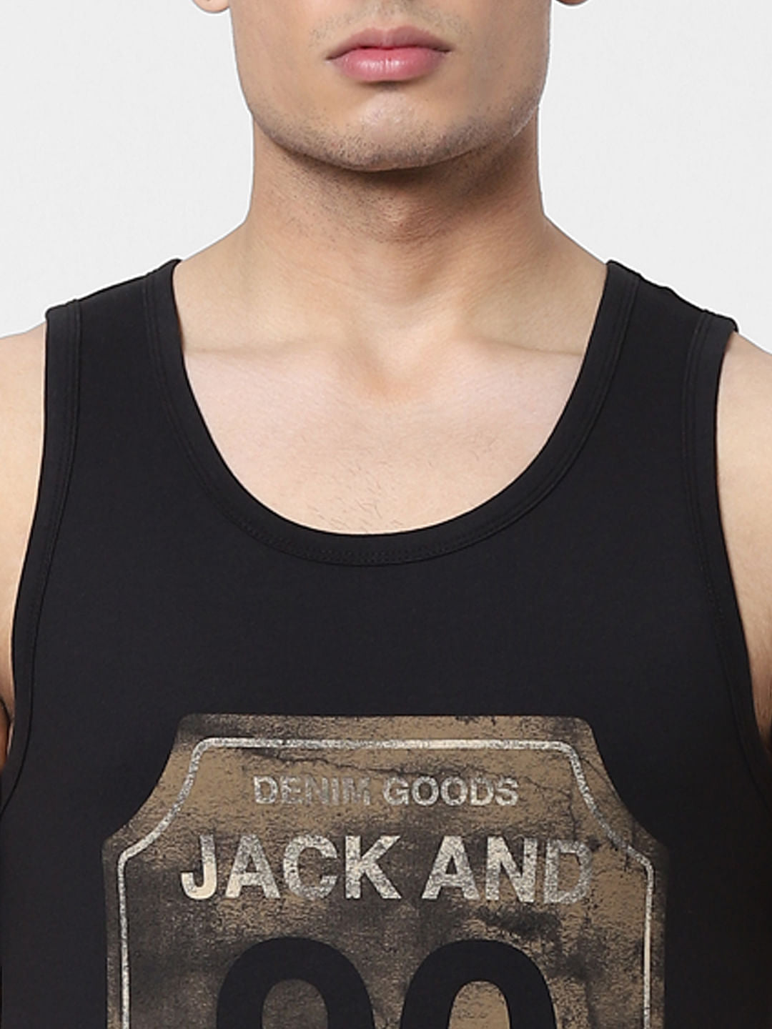 Black Graphic Print Vest