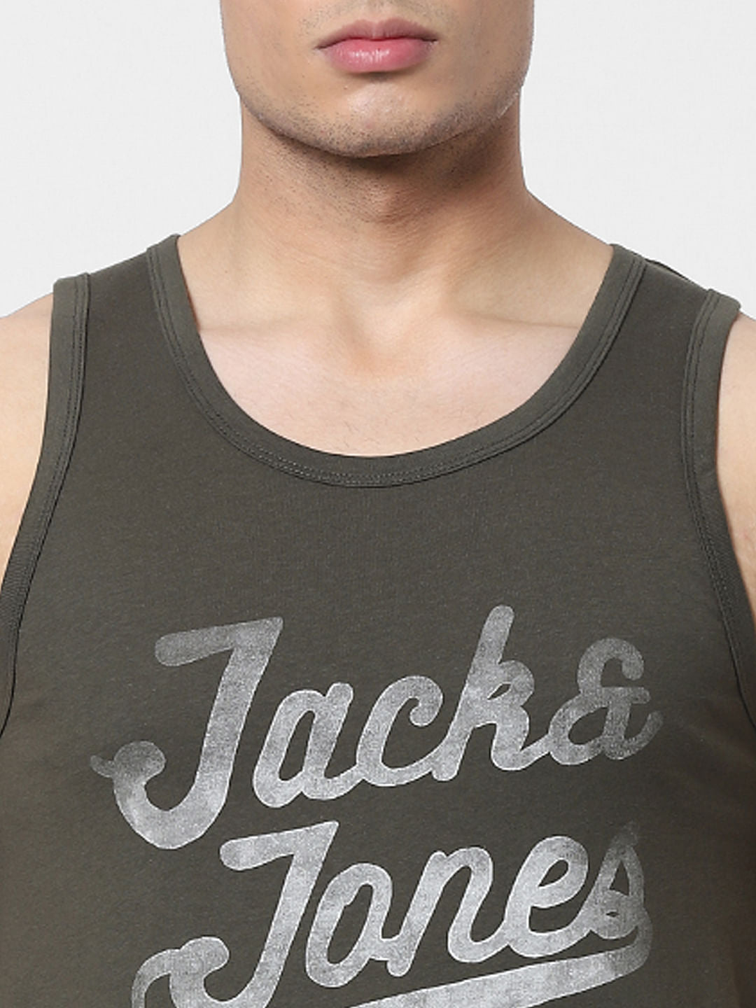 Grey Logo Print Vest
