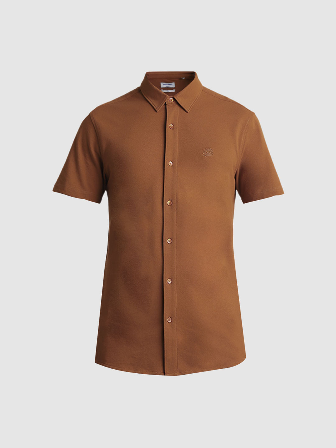 Brown Knitted Short Sleeves Shirt