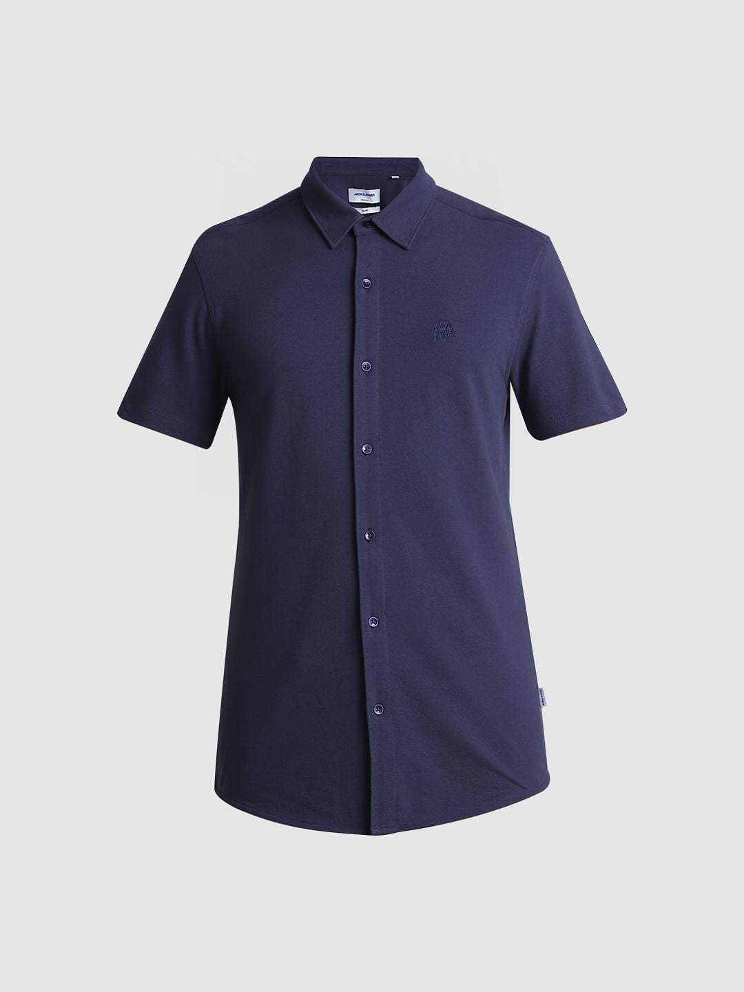 Blue Knitted Short Sleeves Shirt