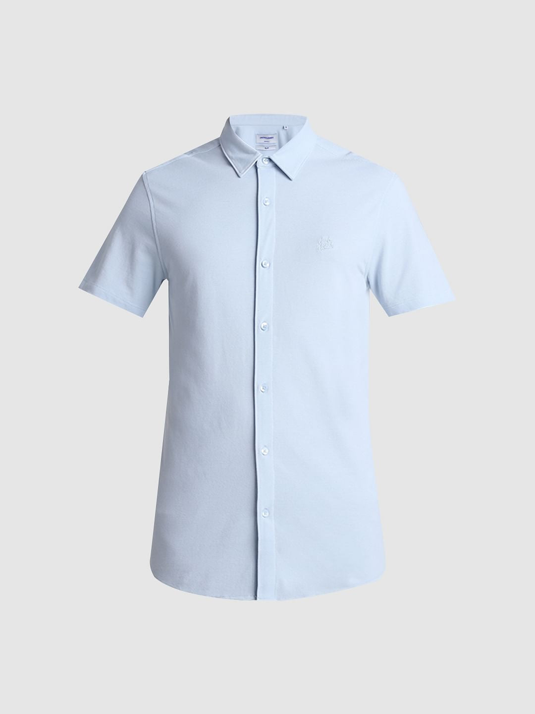 Blue Knitted Short Sleeves Shirt