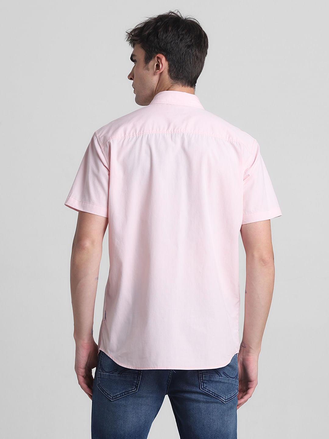 Pink Cotton Short Sleeves Shirt