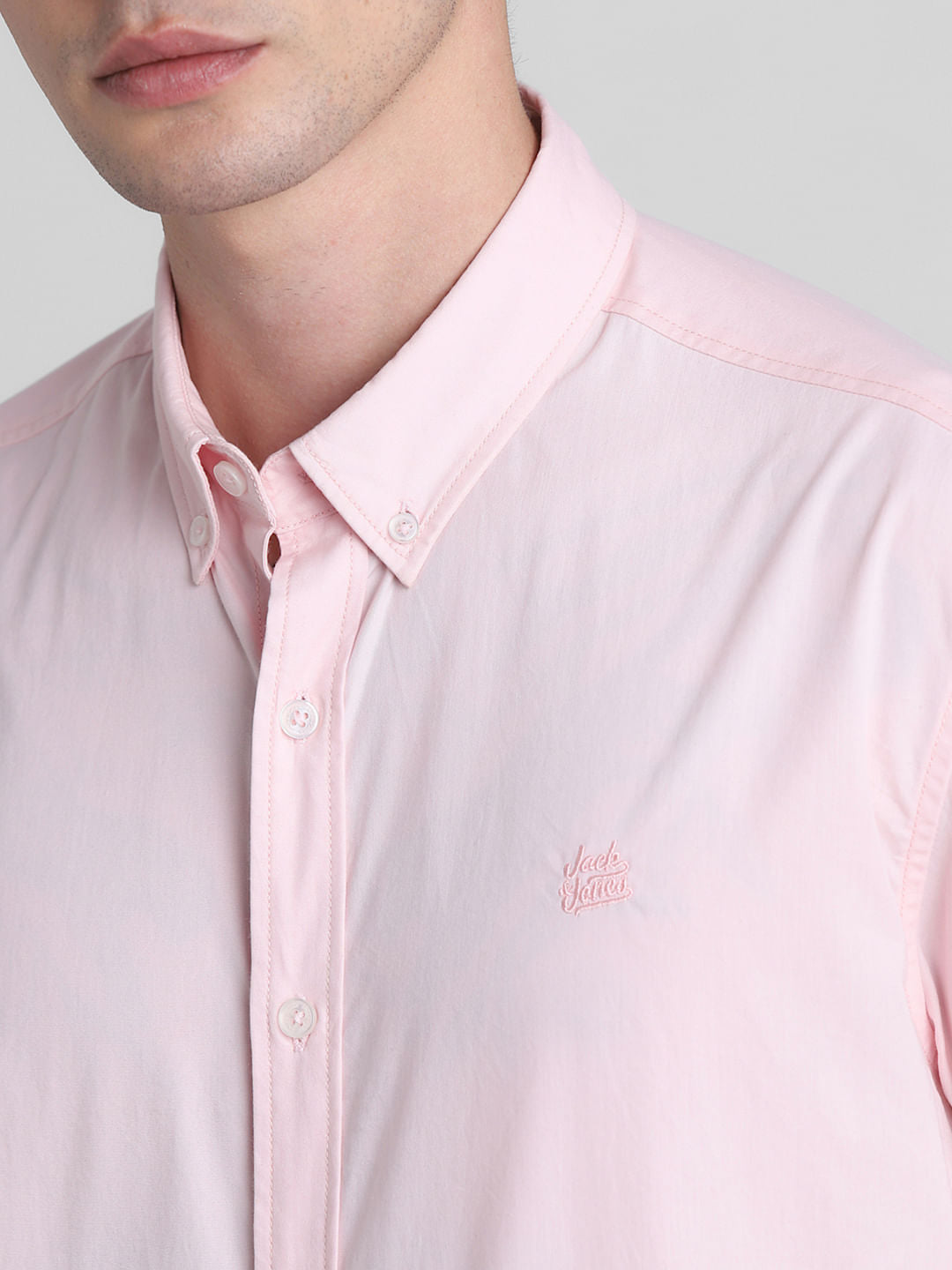 Pink Cotton Short Sleeves Shirt