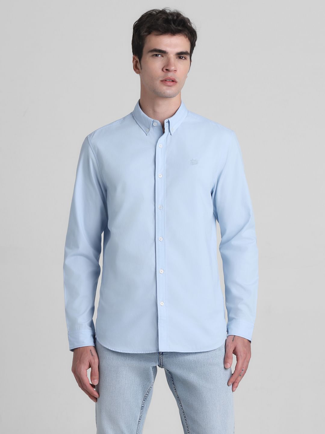 Blue Cotton Full Sleeves Shirt